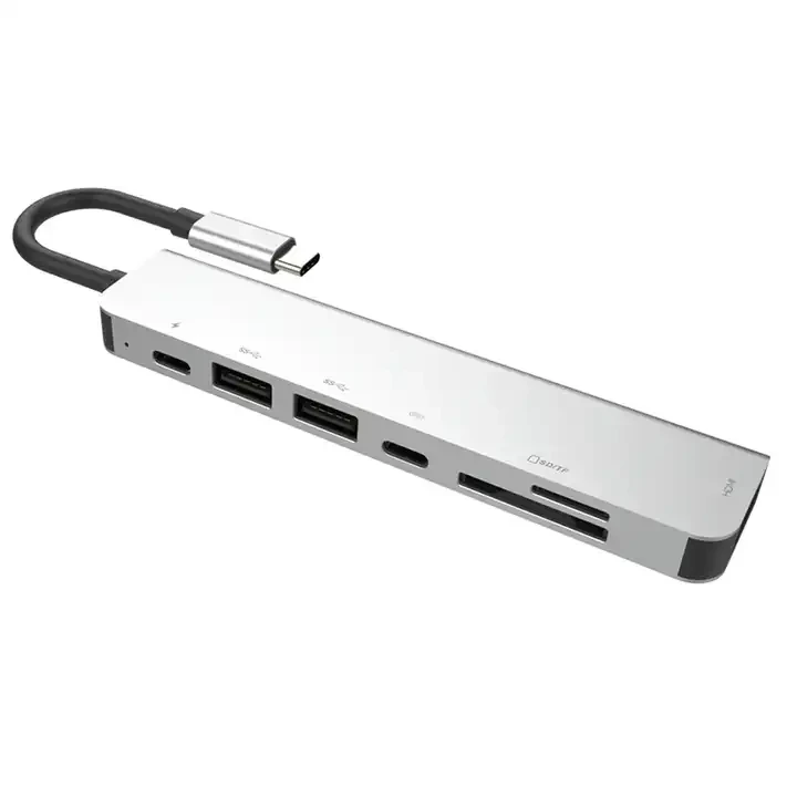 7 In 1 HUB Model Single Ports USB C Hub To HD 4K with TF SD Reader Slot Hub PD Thunderbolt 3 Adapter for MacBook Pro/Air