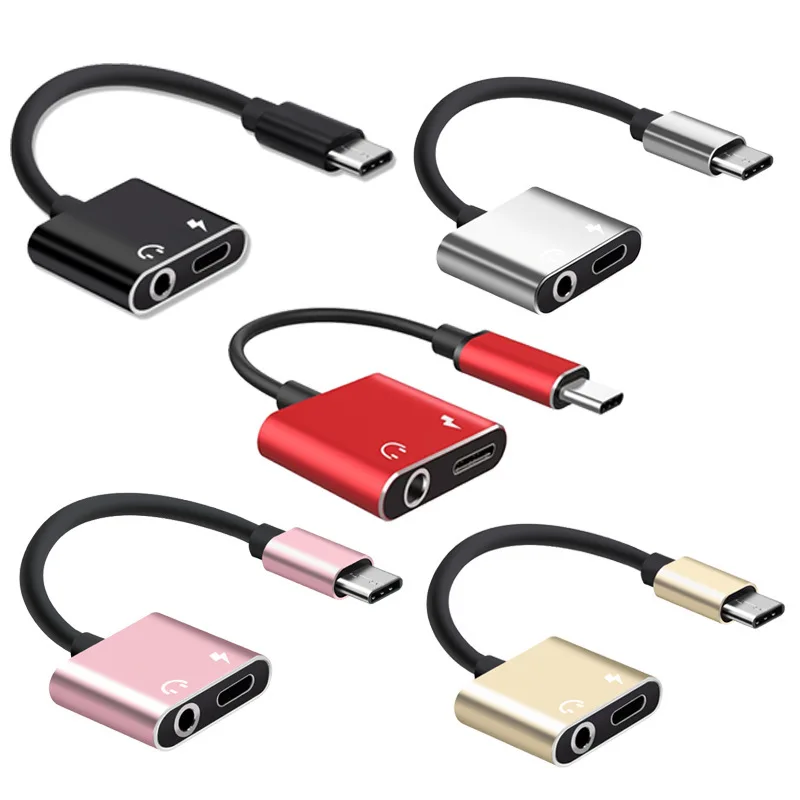 Factory wholesale Cellphone Charging Converter Type C Male To Female And Audio 3.5mm Headphone Jack Suitable For Huawei P20 2 In