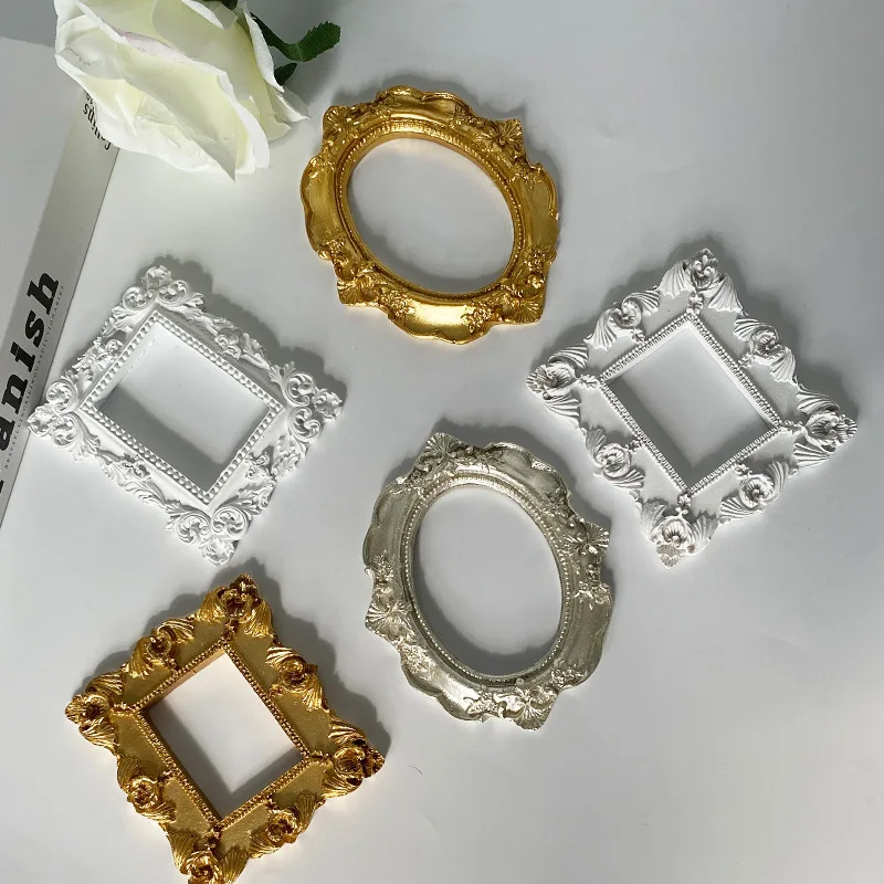 Wholesale Mini Gold Small Resin Photo Frame Shooting Props Nail Enhancement Earrings Pendulum Shooting Props Resin Photo Frame