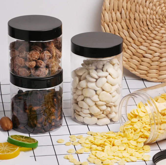 100ml 250ml 300ml 500ml PET Kitchen food storage tank transparent plastic food container jars