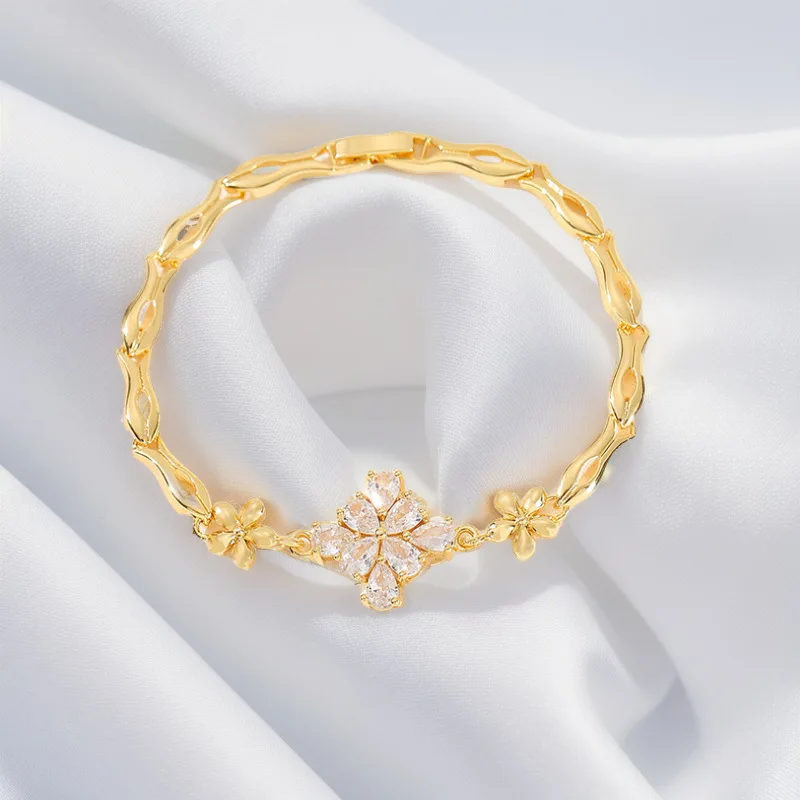 Gold Plated Stainless steel  Zircon Bracelet Mix Sparkling Cubic Diamond Micro-Paved Bangle Luxury Diamond Geometry Bracelet