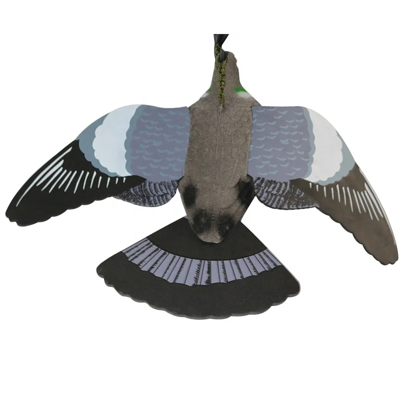 Teal owl wing gray plastic flocked bird caller hunting decoy with wings