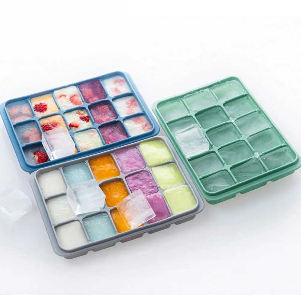 Wholesale Creative Silicone Ice Cube Ice Mold with Cover Household Refrigerator Food DIY Complementary Silicone Ice Tray