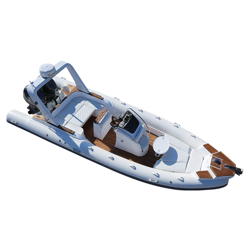 Outdoor Sports Luxury Inflatable Rib Boat with Outboard Engine PVC Aluminum & Hypalon Fiberglass Hull for Fishing