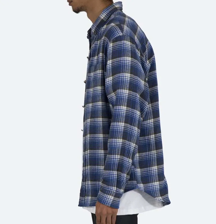 Shirt factory custom 100% cotton long sleeve wholesale plaid flannel shirt men