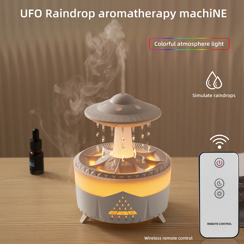 UFO Water Drop Ultrasonic Aroma Diffuser Best Sellers 350Ml Raindrop Aromatherapy Humidifier Diffuser With Remote