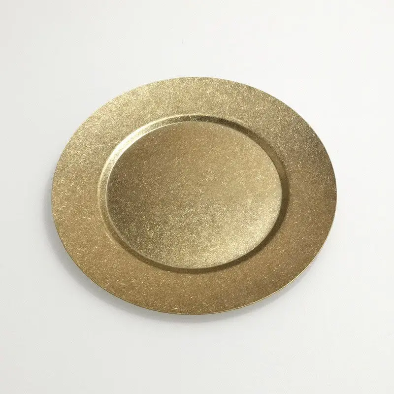 Superior Quality Round Stainless Steel Dinner Plate Retro Golden Restaurant Kitchenware With Customizable Pattern Food Service