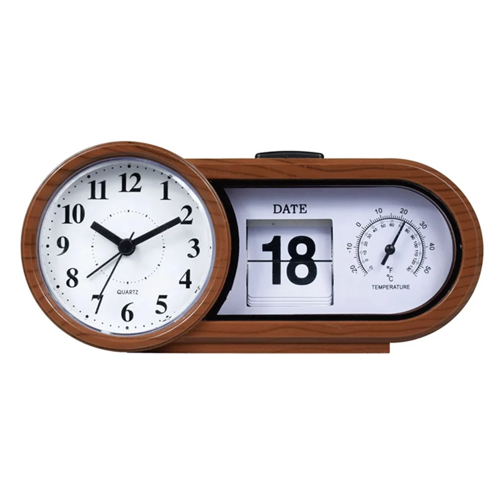 Настольные и настольные часы с зернистой древесиной часы-Раскладушки календарем датой для офиса домашние студентов прикроватные