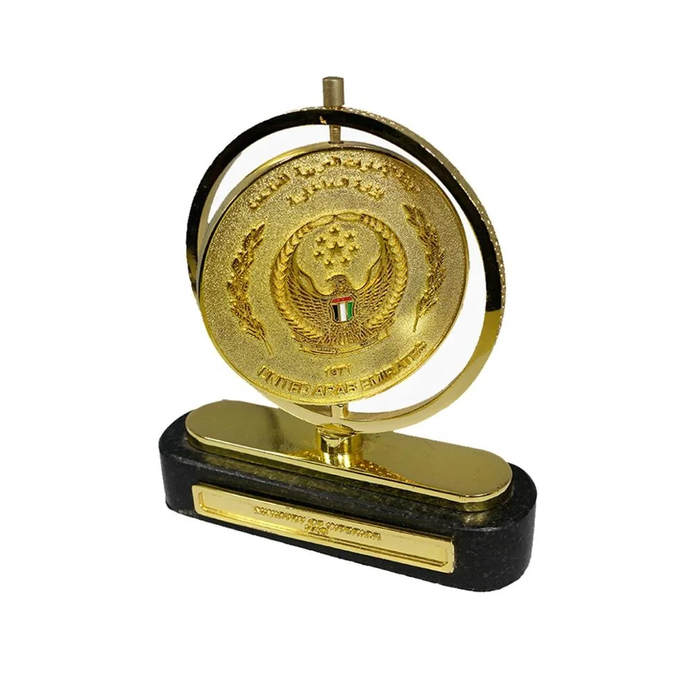 High quality Uae souvenirs custom design crystal Metal Trophy cup and medal