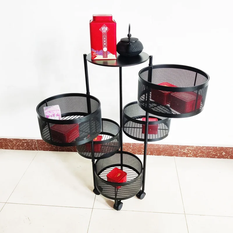 
Kitchen vegetable shelf multi floor round rotatable vegetable basket fruit storage basket household goods 