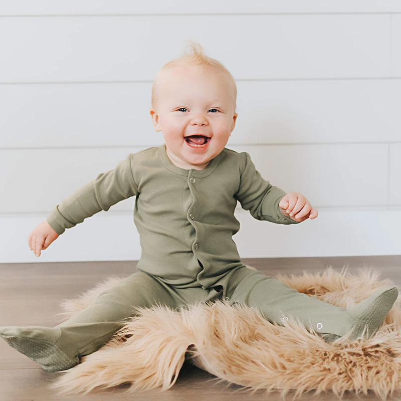 Glory Baby Rompers zipper romper organic cotton wholesale  baby clothing set infant rompers pajamas with mitten