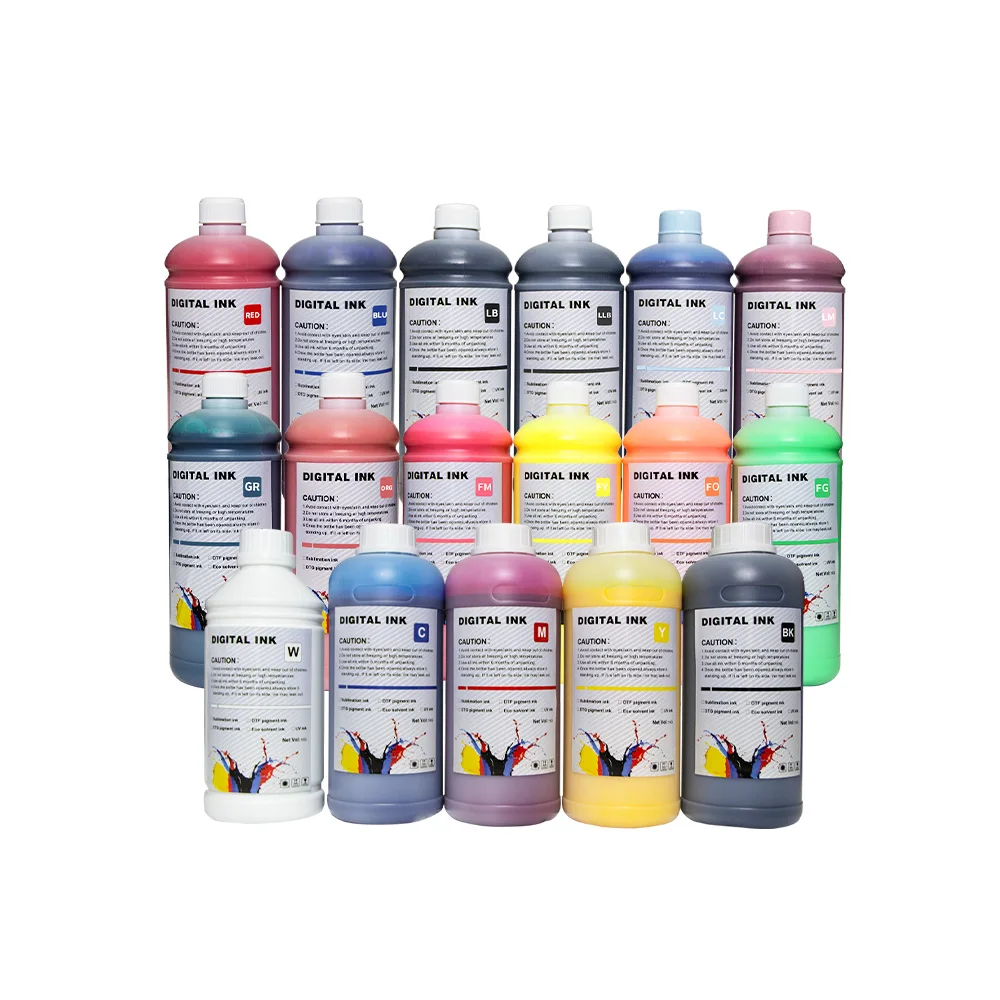 dtf textile pigment ink -ink manufacturer premium dtf pigment ink fluorescent 1 liter cmyklclmw factory price