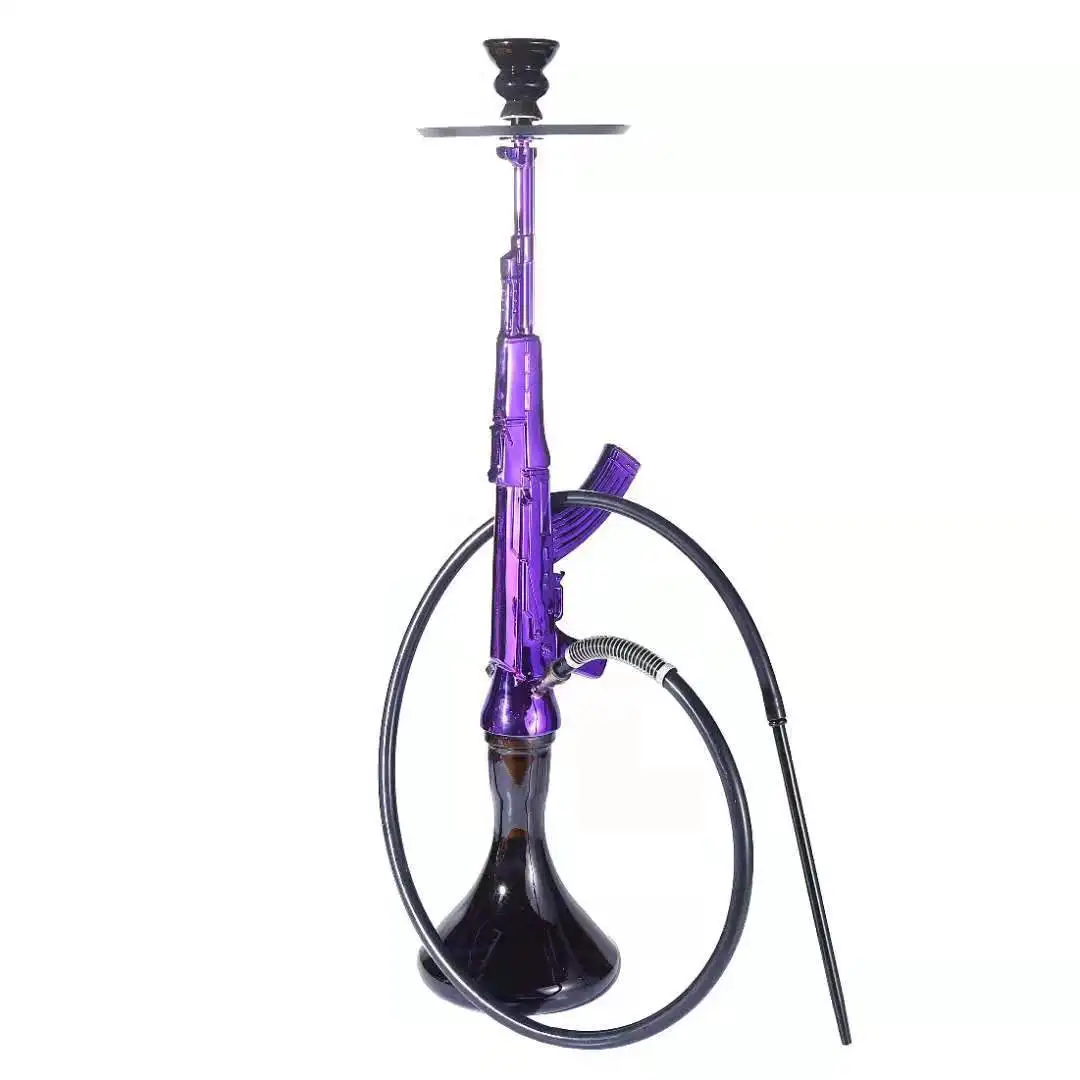 Wholesale AK 47 Hot Sale Shisha Hookah Narguile China Gun Shape Big Smoking Shisha Hukka set with silicone pipe accessories