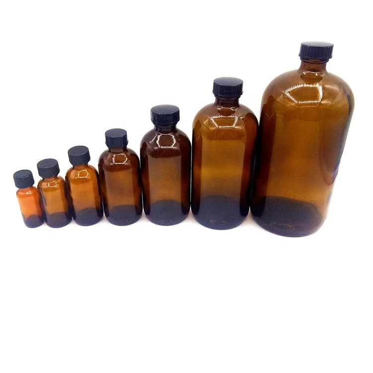 15ml 30ml 60ml 120ml 250ml 500ml 1000ml Amber Boston Round Glass Bottle