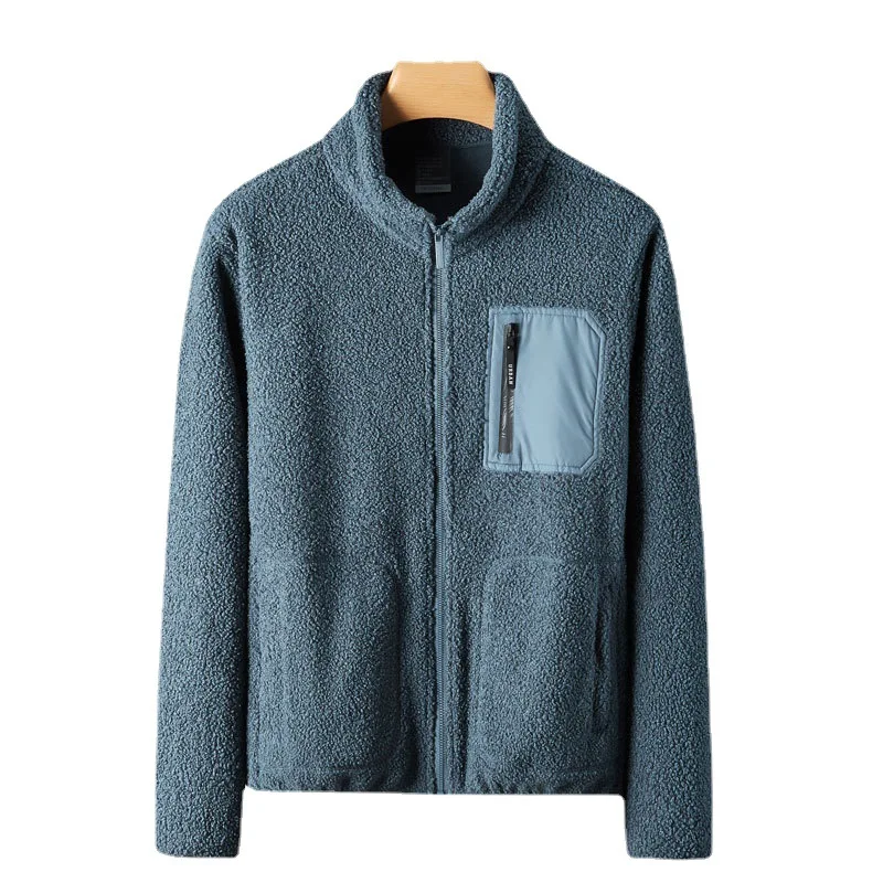 Men Winter Polar Fleece Sweatshirt Full Zipper Berber Fleece  Coat Oversized Outwear Jacket