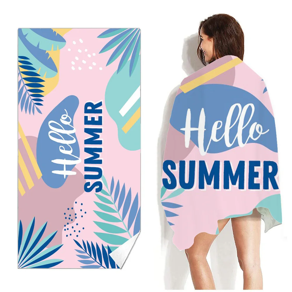 Wholesale Custom Printed Logo Microfiber Towel Super Absorbent Dry Fast Soft Lightweight Sand Free Beach Towel