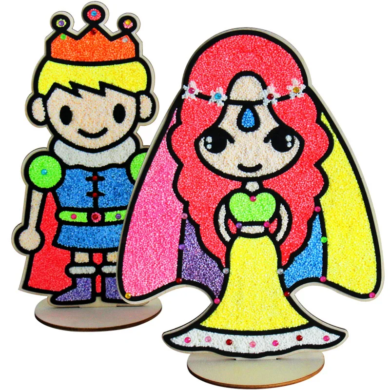 3D Wooden Board Snowflake Mud Painting Children DIY Pearl Mud Kindergarten Handmade Pearl Coloring Painting Toy