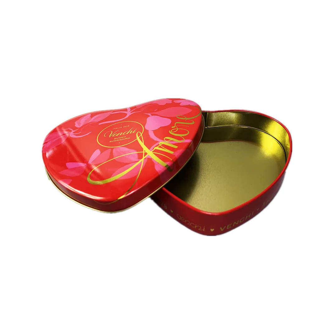 Heart shape gift tin box food grade chocolate candy metal tin box packaging