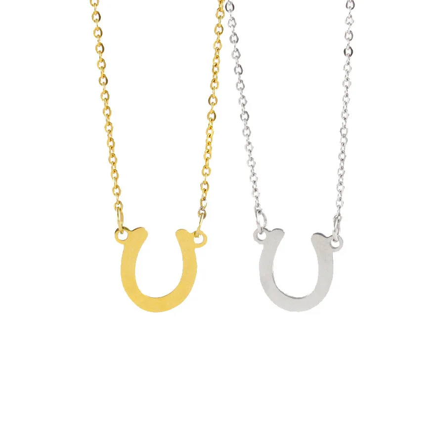 New Charm Customize Gold Plated Stainless Steel Pendant Horse Shoe Necklace Choker Chain Pendant Necklace For Woman
