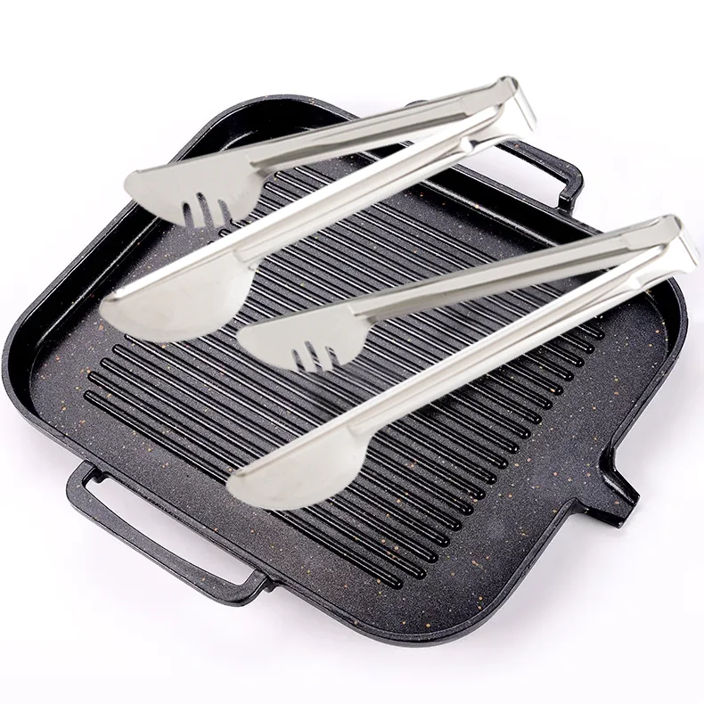 Stainless Steel Multi-Function Barbecue Tools Kitchen Gadgets Grill Clip Round Tongs For Snacks Meat Bread Fruit