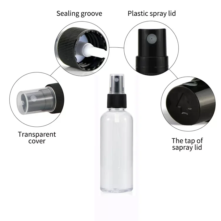 Custom 4 in 1 Pack PET Sprayer Clear Plastic Bottle Perfume Refill Personal Skin Care Serum Cosmetic Spray Travel Bottles Set