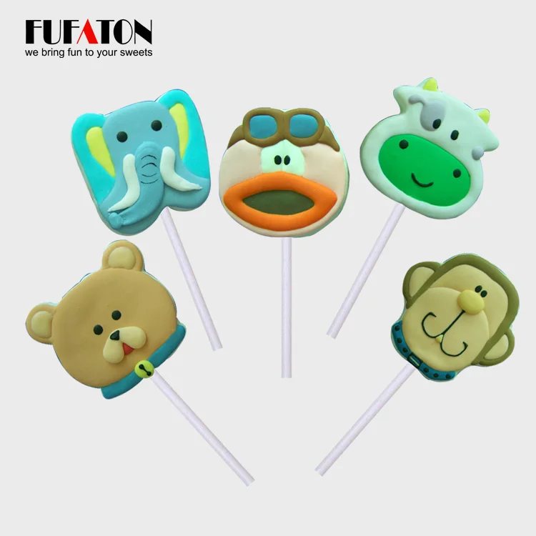 
Hot sell handmade safari forest animal marshmallow lollipops candy 