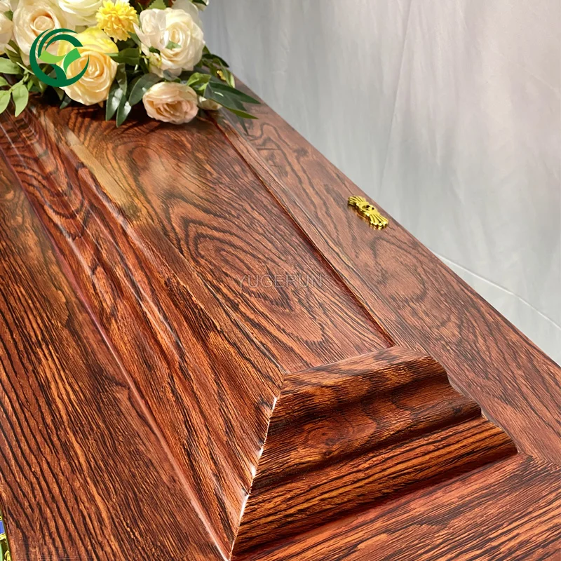 Factory Wholesale Great Britain Solid Wood Raised Lid Coffin Real Redwood Veneer Australia Funeral Coffin for Cremation Burial