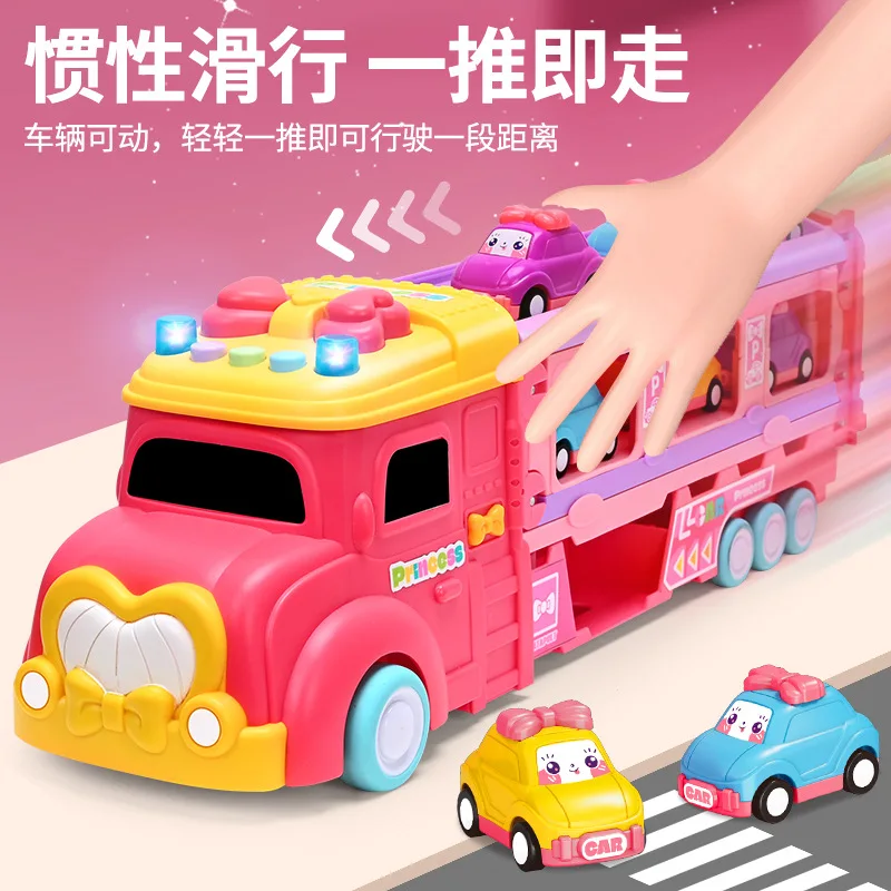 2024 New Girl Funny Toy Set Princess Truck Car Set Cute Car Toy 2 in 1 Truck and Race Track Girls Race Track Car Toy