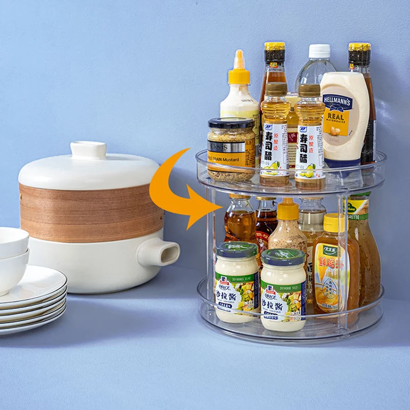 Kitchen plastic food storage rack refrigerator turntable