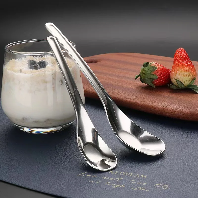 Household 304 Stainless Steel Golden Copper Small Spoons Ice Cream Ingot Spoon