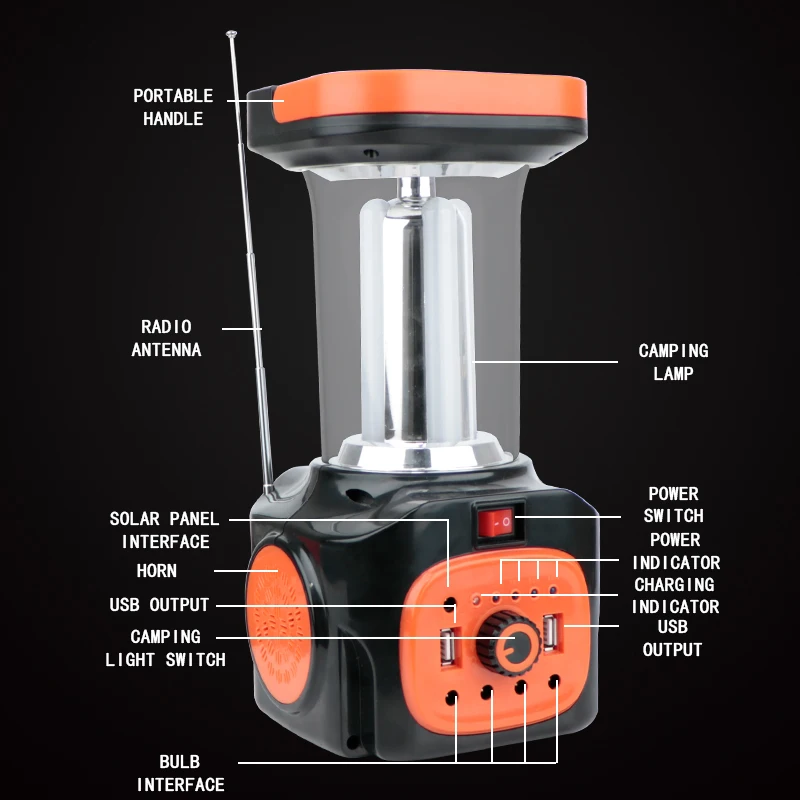 USB Rechargeable Light High Lumen Multi Function Lamp Outdoor Solar Light Portable Emergency LED Camping Lantern with Blueteeth