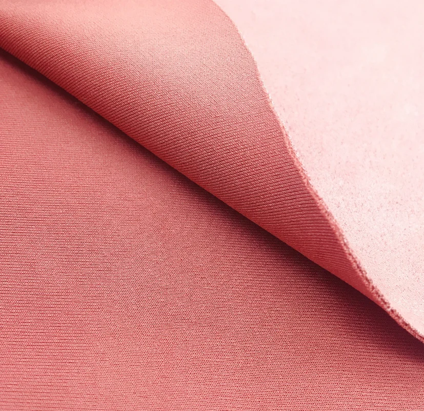 
spandex pink color scuba suede fabric for windbreak 
