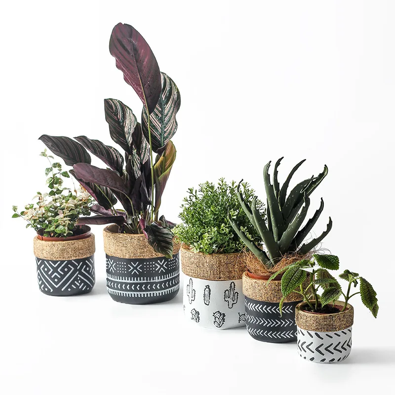 Nordic Style Bag-Shape Cement Planters Green Plant Potted Art Fashion Small Concrete Flower Pots for Home Garden Decoration