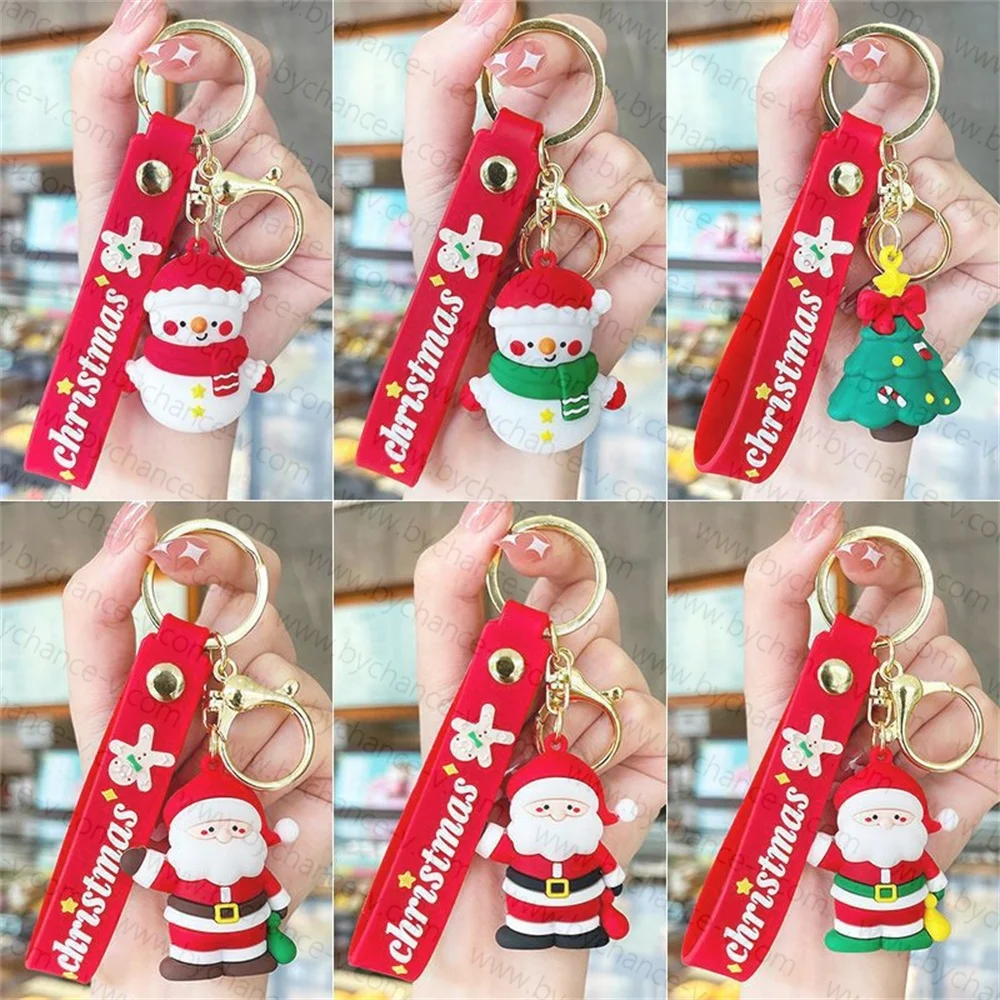 Christmas free gift under 1 dollar party event giveaways Santa Claus plastic cartoon figure keychain for goody bag filler