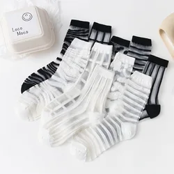 Women Summer Thin Zebra Pattern Spot Silk Sheer Socks Summer Transparent Socks For Women