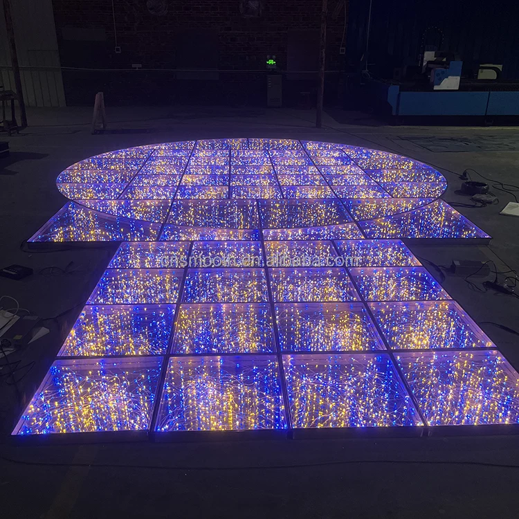 Wedding Event Dance Floor Magnetic RGB Led Light 3D Mirror Stage Wedding Dance Floor