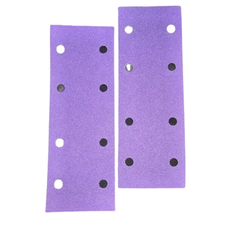 Factory Supply 70*198mm 8Holes Hot Sale 220Grit Flexible Sandpaper Ceramic Abrasives PET Film Sand Sheet Sanding Disc Polishing