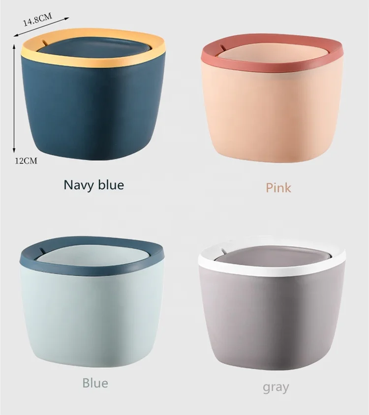 Mini plastic trash compactor swing lid desktop table top Trash Can bin