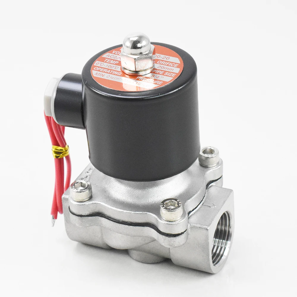 2S200-20 DC24V 12V  AC220V 110V Normally Close SS304 Stainless Steel Automatic  Water Solenoid Valve 3/4 Inch