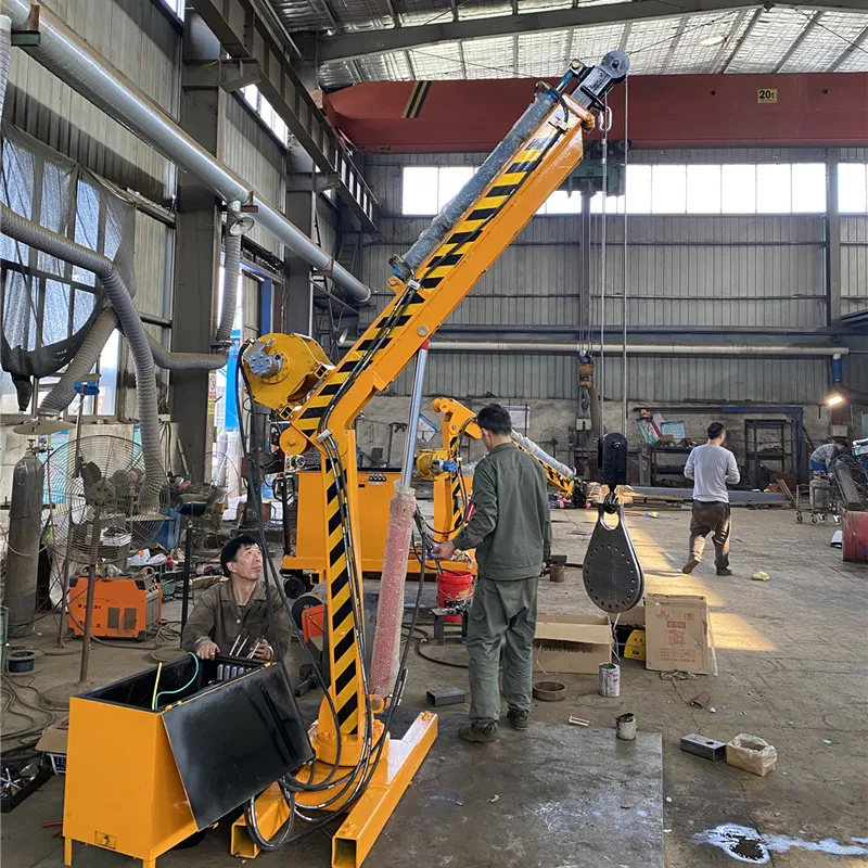 Hydraulic crane used for 1 ton small pickup truck 2 tons small hydraulic power car folding arm pickup truck small crane