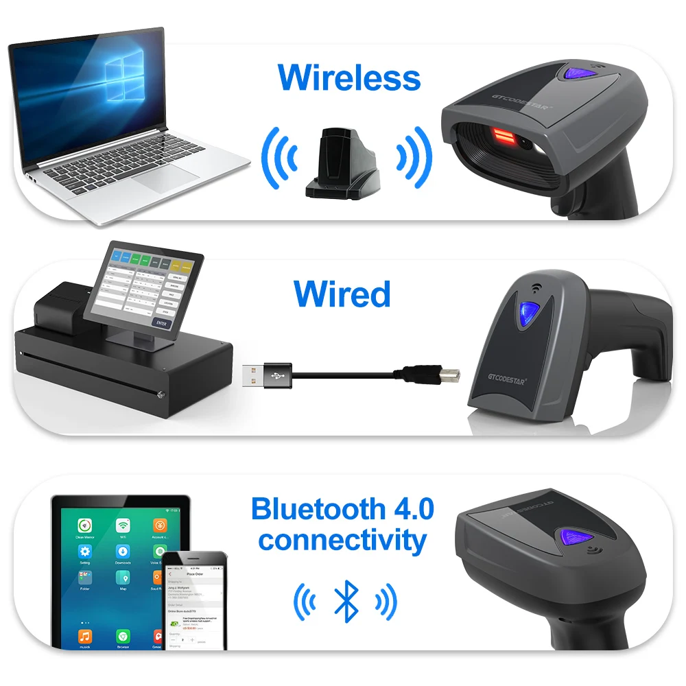 Setlcom Wholesale Wireless Bar Qr code Reader Scanners OEM Handheld 1D 2D Barcode Scanner with Memory