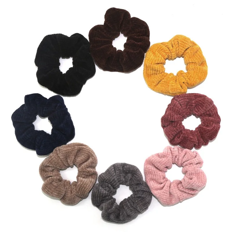 Good Quality Wholesale Comfy Plush Knitting Scrunchy Elastic Hair Bands Winter