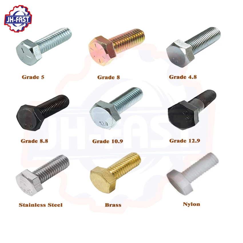 Black zinc plated steel hex bolts and nuts suppliers nut and bolt manufacturing high strength grade 5 8 8.8 10.9 12.9 hex bolts