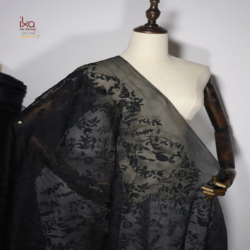 Natural Luxury Wedding Decor Textiles Custom Dyed Print Embroidered Organza 100% Silk Fabrics for Dresses