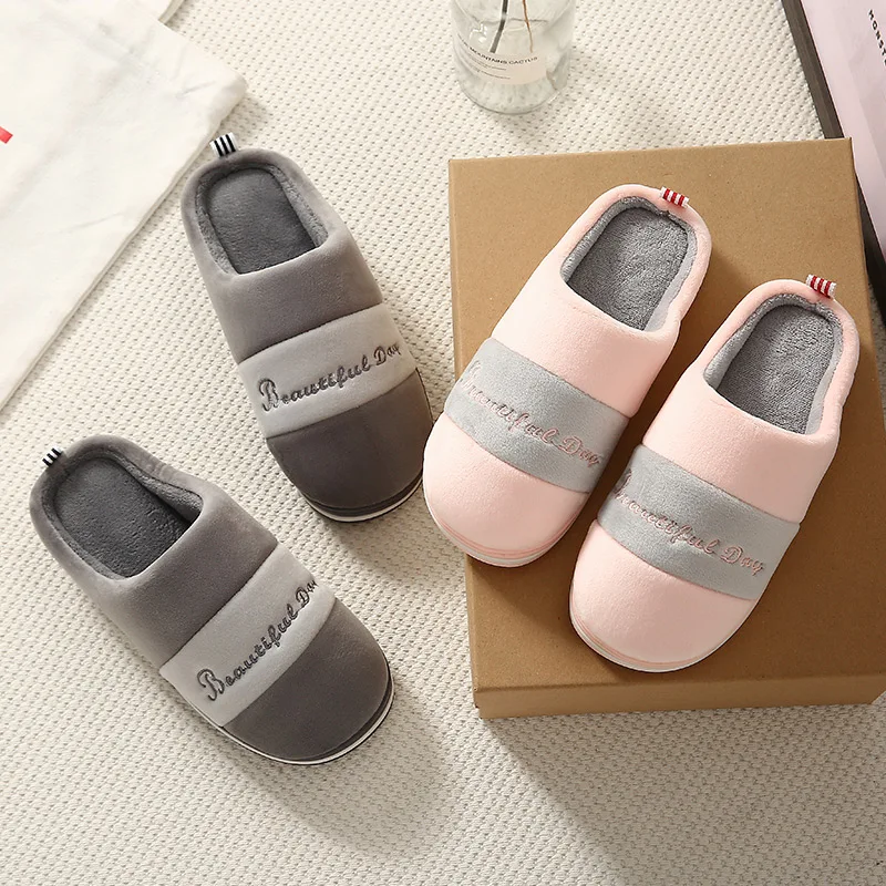 Wholesale non slip indoor mens cotton winter warm slippers for men