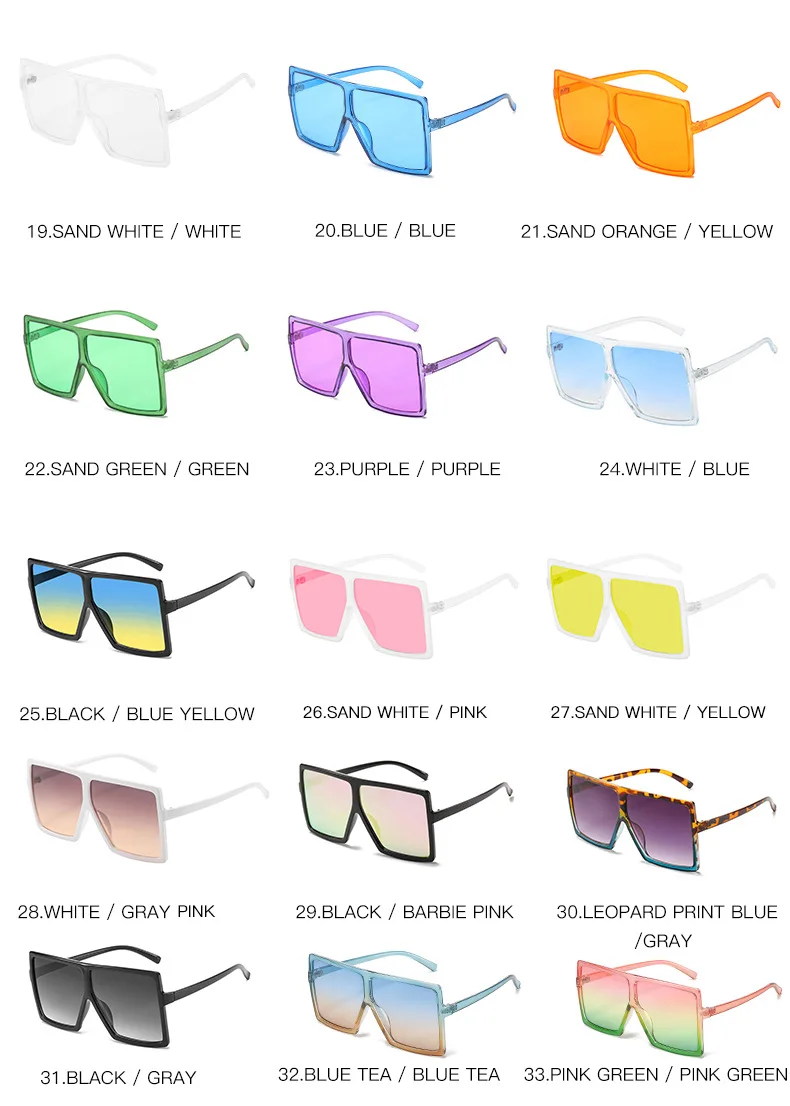  JHeyewear Модные солнцезащитные очки для мужчин и женщин с пластиковой большой квадратной оправой цветными линзами под заказ