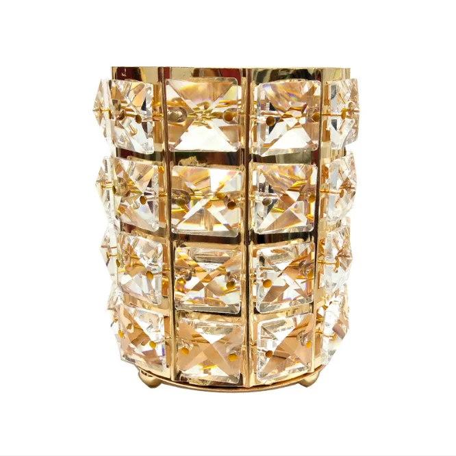 Metal Crystal Beads Desktop Organizer Pen Cosmetic Makeup Brush Holder