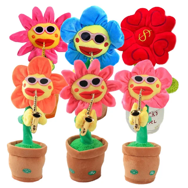 Dancing Sunflower Singing Talking Shaking Glowing Interactive Toy Repeats What You Say Electric Plush Toy Birthday Gift