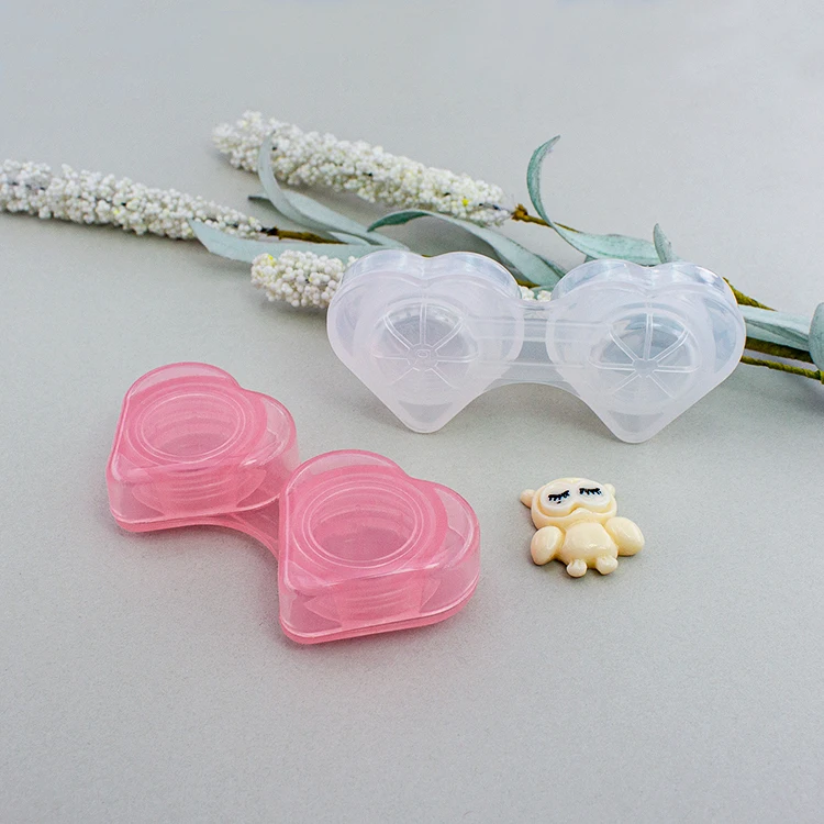 Heart-shaped New Design Colorful Eco-friendly Material Portable Contact Lenses Case