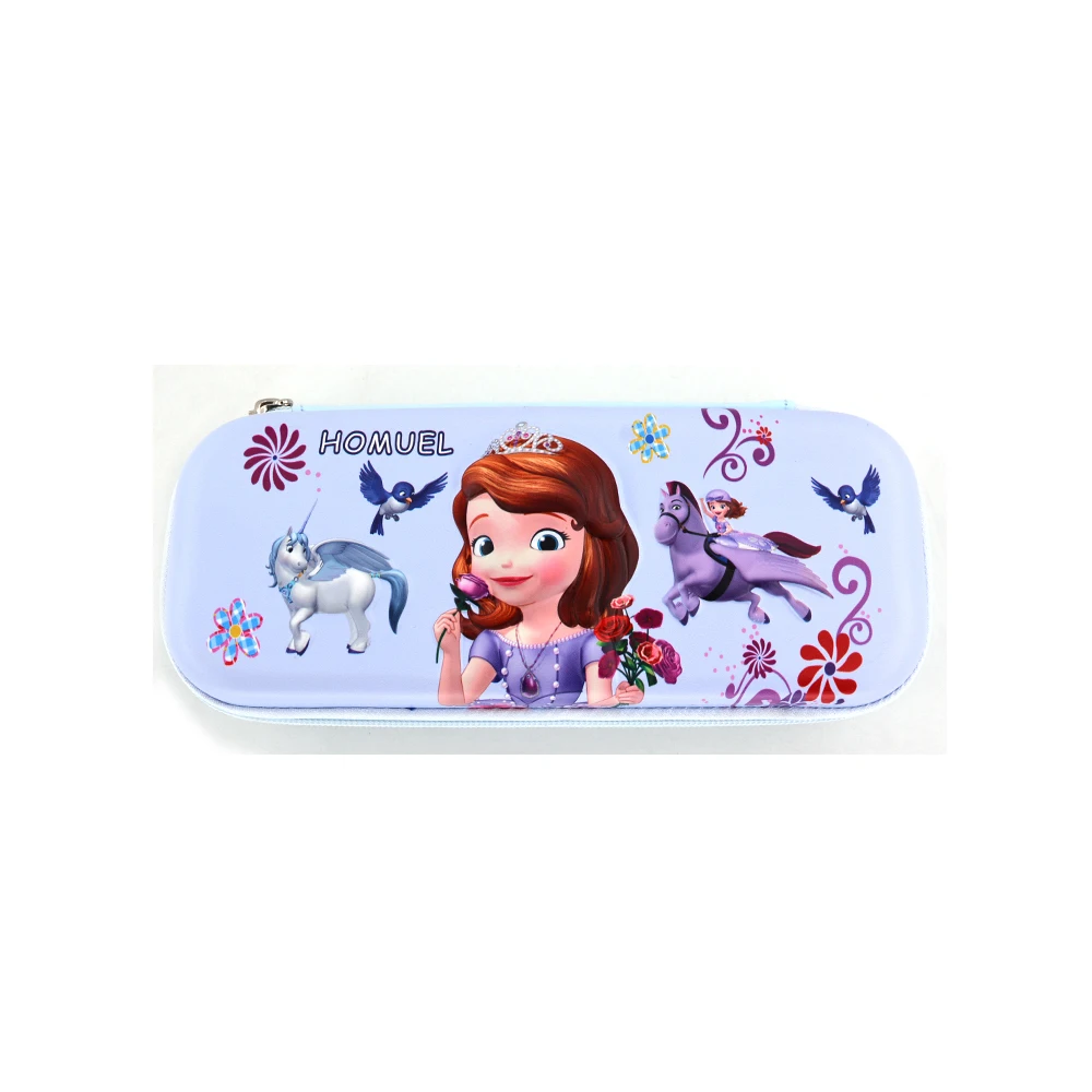 Hot Sale In Stock Light Blue Hardtop EVA Princess Pencil Case School Unicorn Pencil Bag For Girl Cute Pencil Case For Children